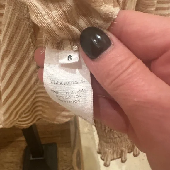 Ulla Johnson Tan Striped Button-Up Blouse - Picture 5 of 6